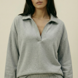 Women's Collar Lounge Set - Grey Marl