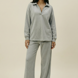 Women's Collar Lounge Set - Grey Marl