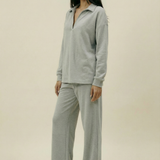 Women's Collar Lounge Set - Grey Marl