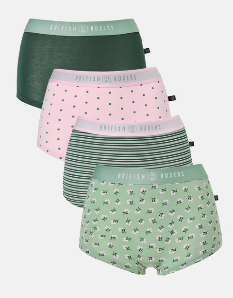 Multipack! 4 Pairs of Women's Bamboo Hipster Boxer Briefs – Juniper