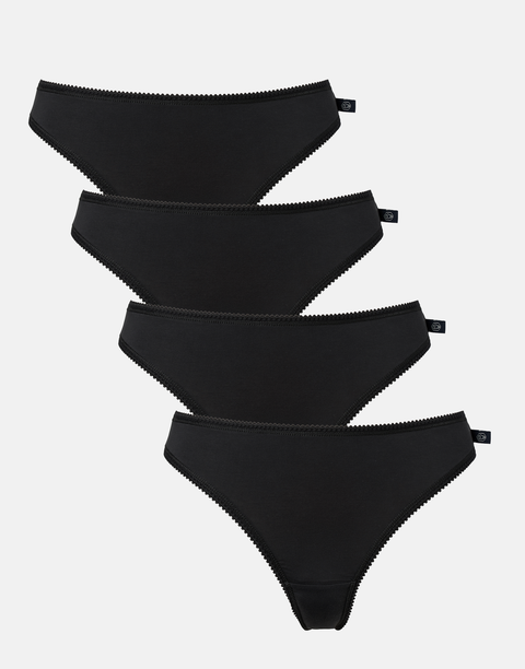 Multipack! 4 Pairs of Women's Bamboo Thongs – Black