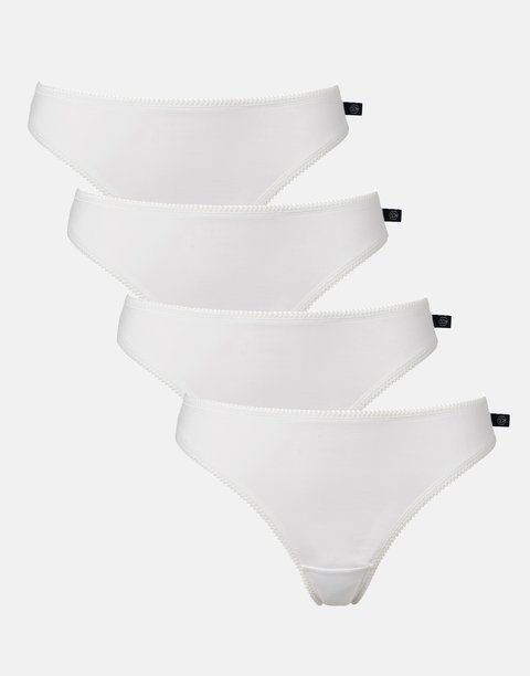 Multipack! 4 Pairs of Women's Bamboo Thongs – White