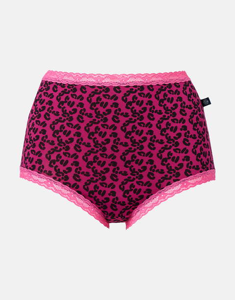 Multipack! 4 Pairs of Women's Bamboo Lace Full Briefs – Leopard Rose
