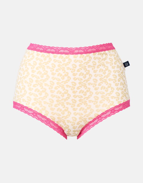 Multipack! 4 Pairs of Women's Bamboo Lace Full Briefs – Leopard Rose