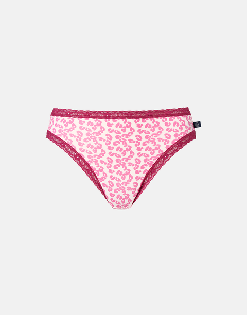 Multipack! 4 Pairs of Women's Bamboo Lace High Leg Knickers – Leopard Rose