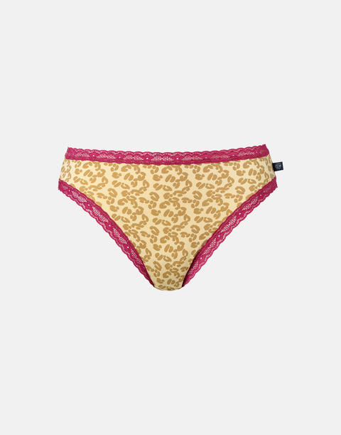Multipack! 4 Pairs of Women's Bamboo Lace High Leg Knickers – Leopard Rose