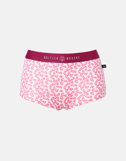 Multipack! 4 Pairs of Women's Bamboo Hipster Boxer Briefs – Leopard Rose