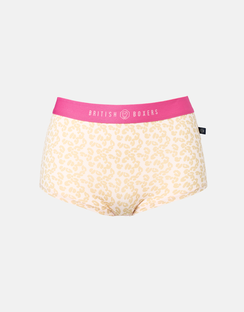 Multipack! 4 Pairs of Women's Bamboo Hipster Boxer Briefs – Leopard Rose