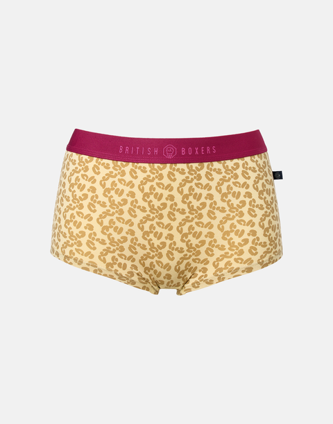 Multipack! 4 Pairs of Women's Bamboo Hipster Boxer Briefs – Leopard Rose