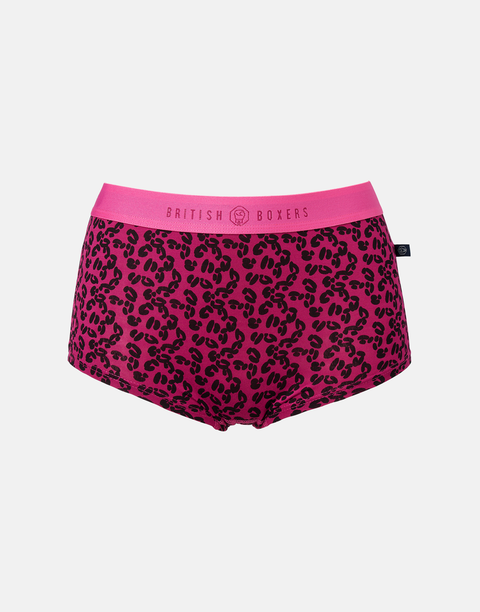 Multipack! 4 Pairs of Women's Bamboo Hipster Boxer Briefs – Leopard Rose