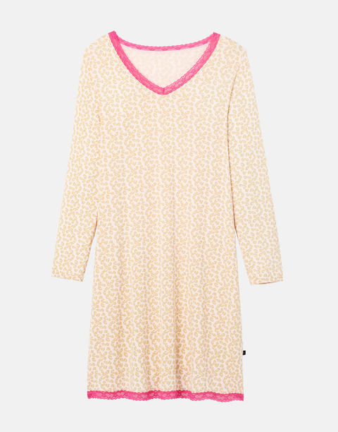 Women's Bamboo Lace Relaxed Nightdress - Leopard Rose