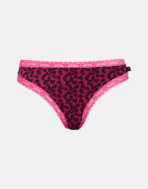 Multipack! 4 Pairs of Women's Bamboo Lace Thongs – Leopard Rose