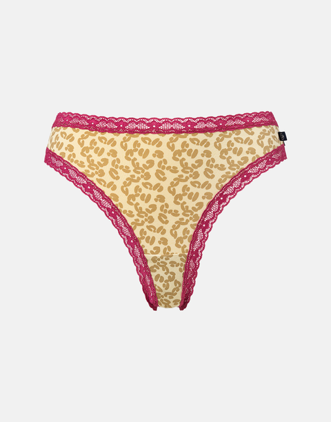 Multipack! 4 Pairs of Women's Bamboo Lace Thongs – Leopard Rose