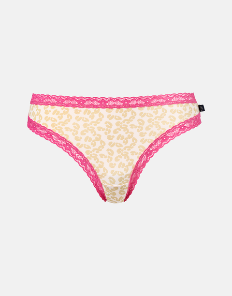 Multipack! 4 Pairs of Women's Bamboo Lace Thongs – Leopard Rose