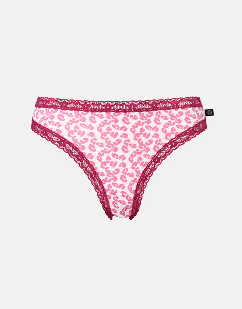 Multipack! 4 Pairs of Women's Bamboo Lace Thongs – Leopard Rose