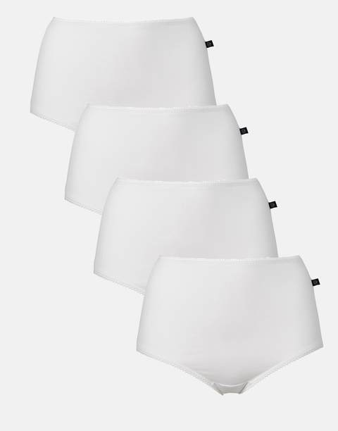 Multipack! 4 Pairs of Women's Bamboo Full Briefs – White