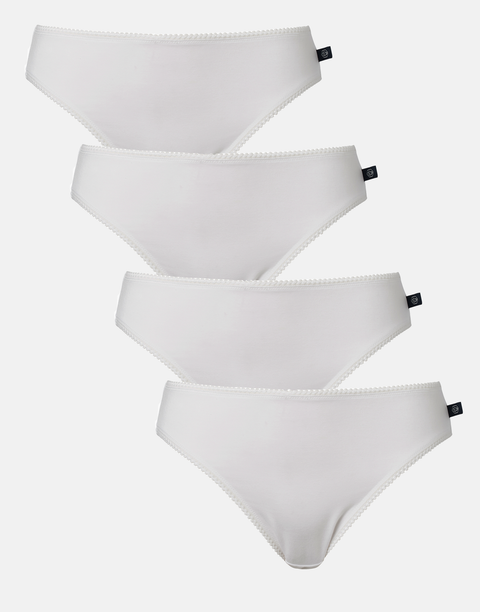 Multipack! 4 Pairs of Women's Bamboo High Leg Knickers – White