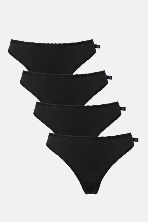 Multipack! 4 Pairs of Women's Bamboo Thongs – Black