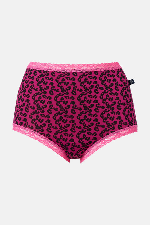 Multipack! 4 Pairs of Women's Bamboo Lace Full Briefs – Leopard Rose