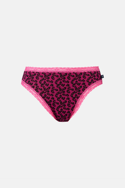 Multipack! 4 Pairs of Women's Bamboo Lace High Leg Knickers – Leopard Rose