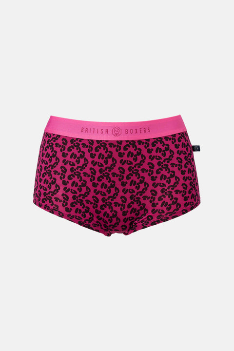 Multipack! 4 Pairs of Women's Bamboo Hipster Boxer Briefs – Leopard Rose