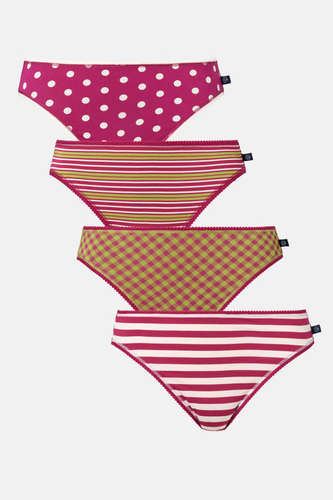 Multipack! 4 Pairs of Women's Bamboo High Leg Knickers – Rhubarb Sugar
