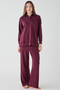 Women's Button Collar Lounge Set - Merlot