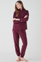 Women's Funnel Zip Neck Lounge Set - Merlot