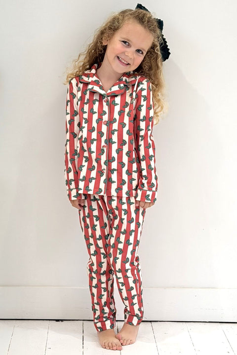 Kids Brushed Cotton Jersey Pyjama Trouser Set - Merry Berry