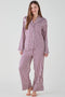 Women's Satin Pyjama Trouser Set - Mulberry Stripe