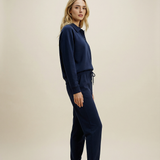 Women's Button Collar Lounge Set - Navy