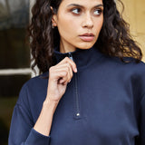 Women's Funnel Zip Neck Lounge Set - Navy