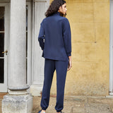 Women's Funnel Zip Neck Lounge Set - Navy