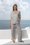 Women's Frill Collar Pyjama Trouser Set - Seashell