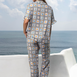 Women's Frill Collar Pyjama Trouser Set - Seashell