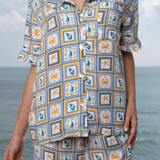 Women's Frill Collar Pyjama Trouser Set - Seashell