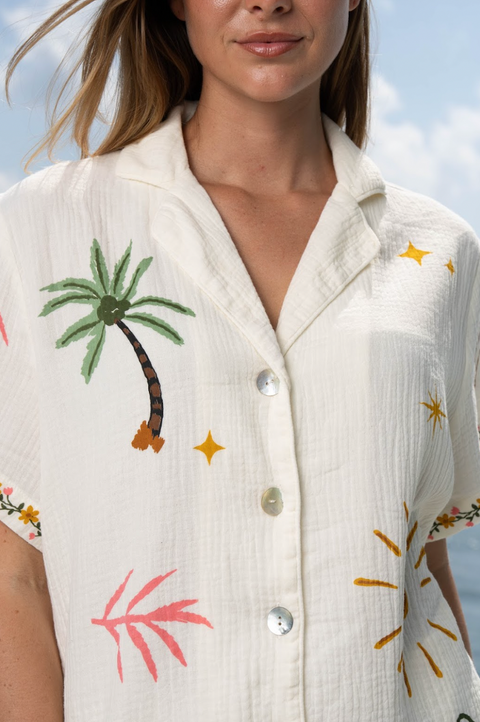 Women's Muslin Pyjama Short Set - Tropical