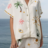 Women's Muslin Pyjama Short Set - Tropical