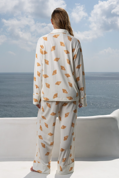 Women's Pointelle Pyjama Trouser Set - Croissant