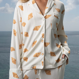 Women's Pointelle Pyjama Trouser Set - Croissant