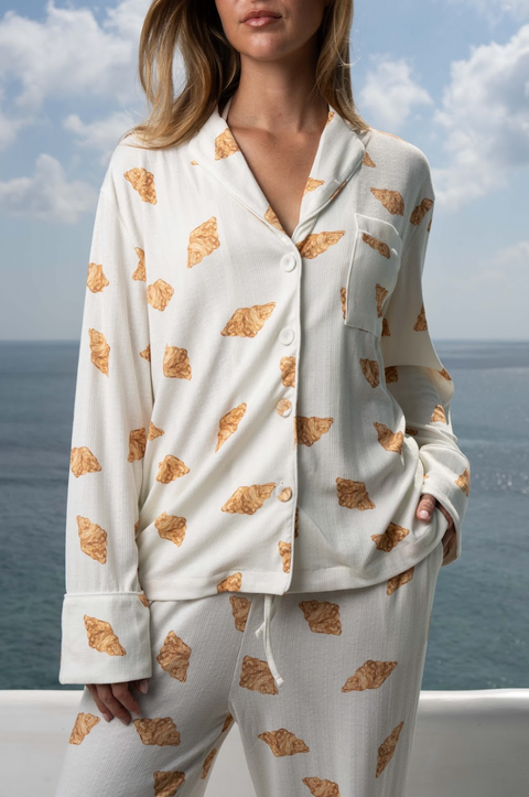 Women's Pointelle Pyjama Trouser Set - Croissant