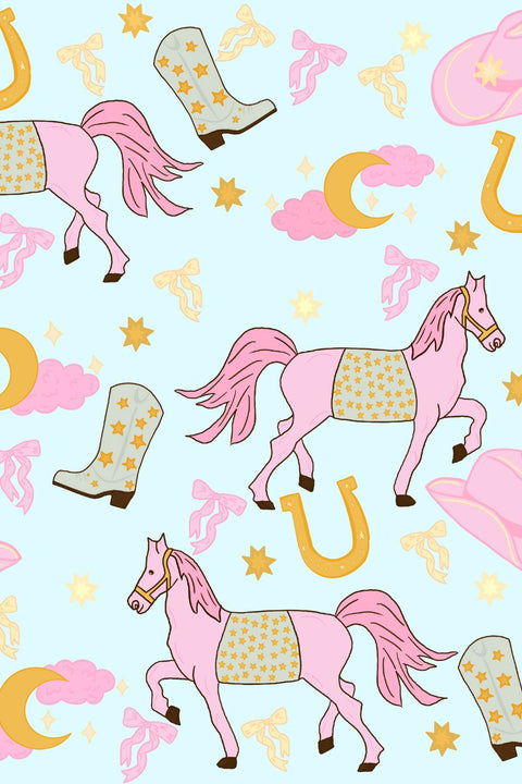 Kids Brushed Cotton Jersey Pyjama Trouser Set - Pink Pony