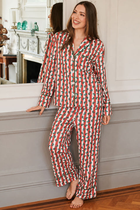 Women's Brushed Cotton Jersey Pyjama Trouser Set - Merry Berry
