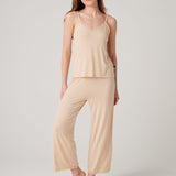 Women's Bamboo Lace Camisole Pyjama Set – Soft Sand