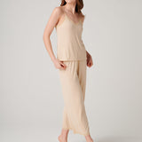 Women's Bamboo Lace Camisole Pyjama Set – Soft Sand