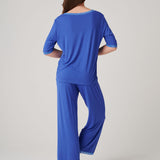 Women's Bamboo Lace Pyjama Set – Ultra Blue