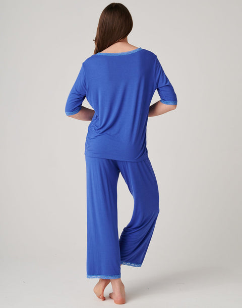 Women's Bamboo Lace Pyjama Set – Ultra Blue