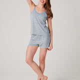Women's Bamboo Lace Camisole Short Pyjama Set - Cornish