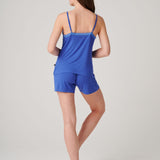 Women's Bamboo Lace Camisole Short Pyjama Set - Ultra Blue