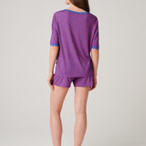 Women's Bamboo Lace Short Pyjama Set - Wild Cat